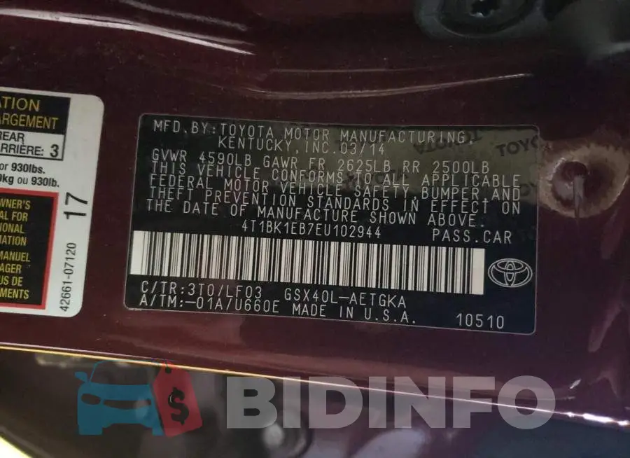 4T1BK1EB7EU102944 Photo# 13