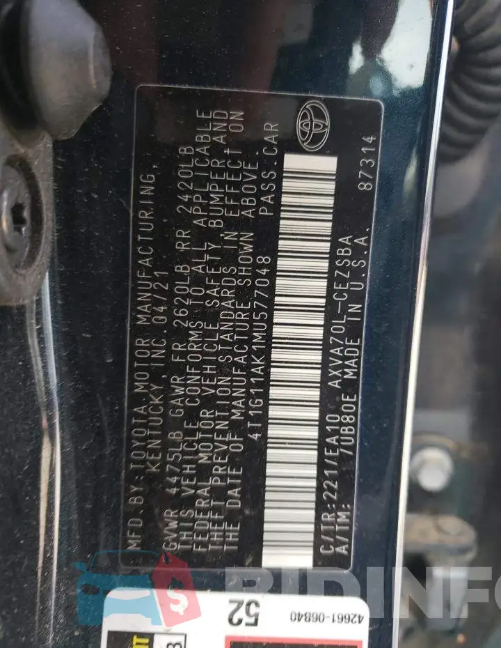 4T1G11AK1MU577048 Photo# 12