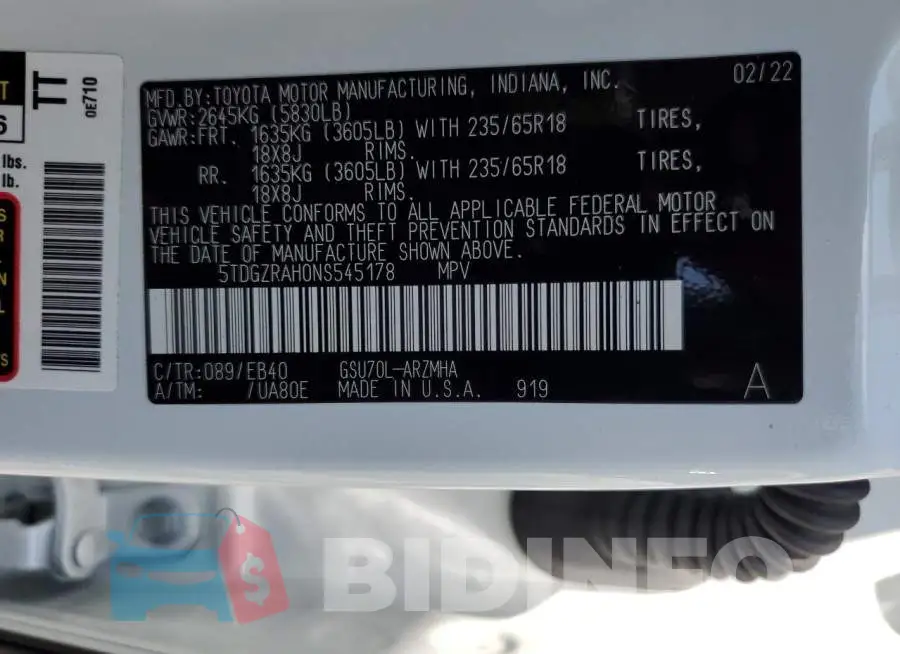 5TDGZRAH0NS545178 Photo# 13