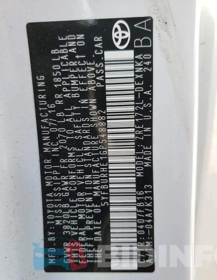 5YFBURHE1GP548882 Photo# 12