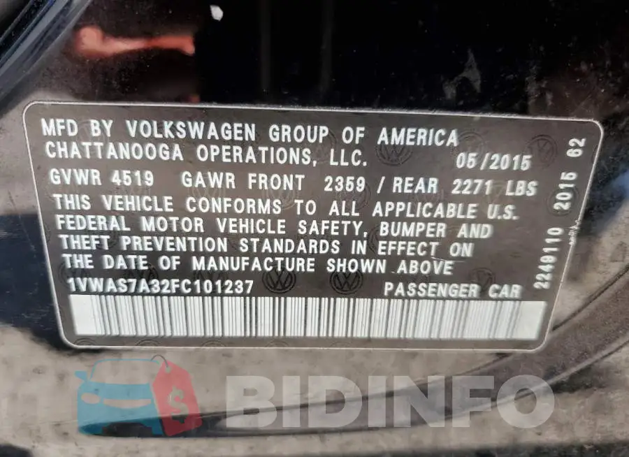 1VWAS7A32FC101237 Photo# 13