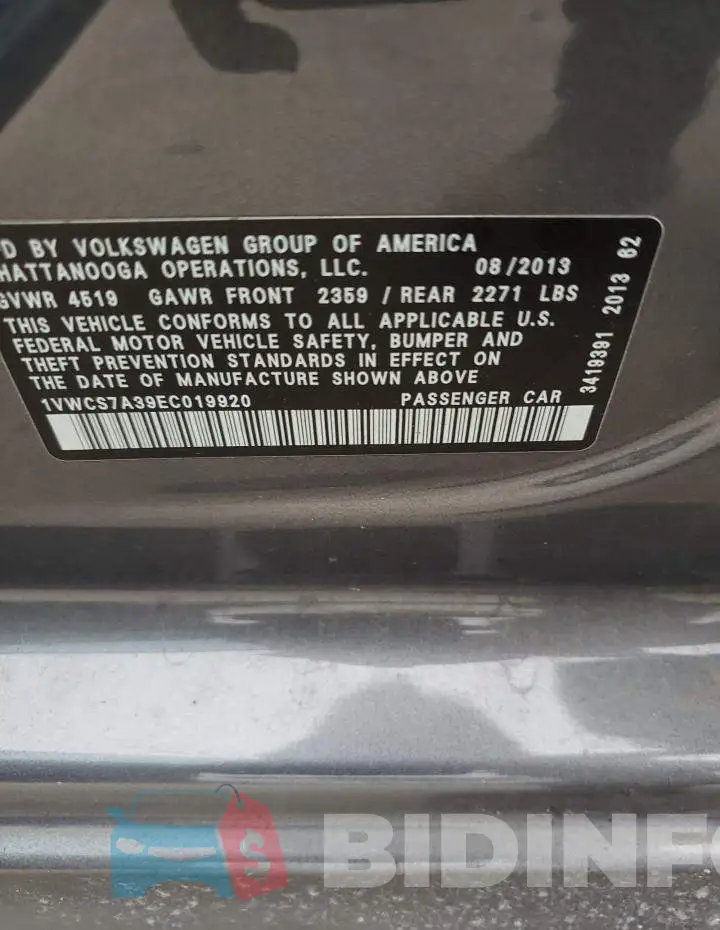 1VWCS7A39EC019920 Photo# 12