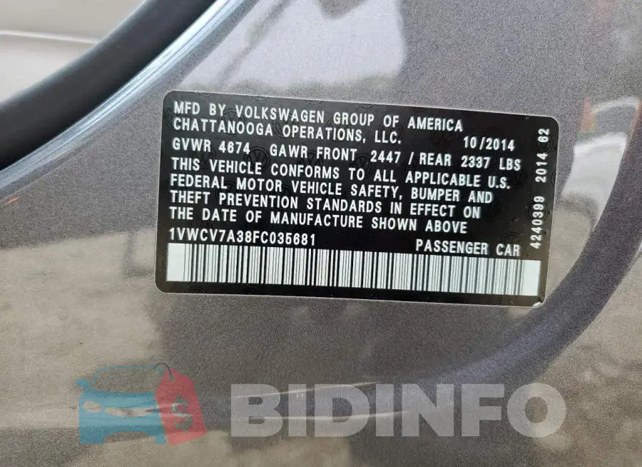 1VWCV7A38FC035681 Photo# 12