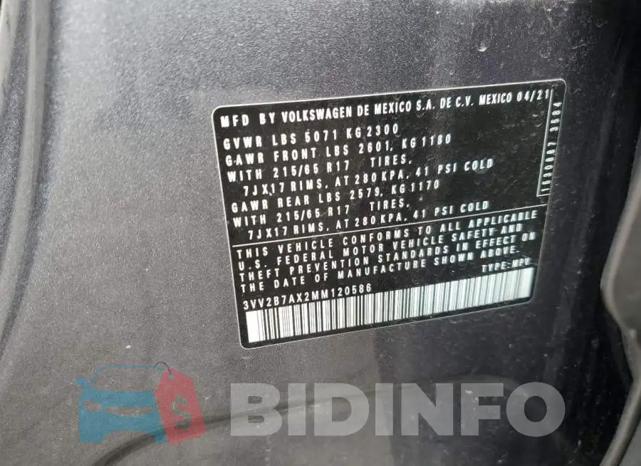 3VV2B7AX2MM120586 Photo# 12