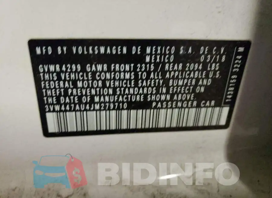 3VW447AU4JM279710 Photo# 12