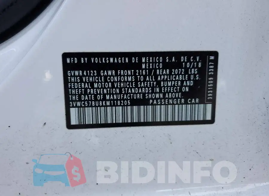 3VWC57BU8KM118205 Photo# 12