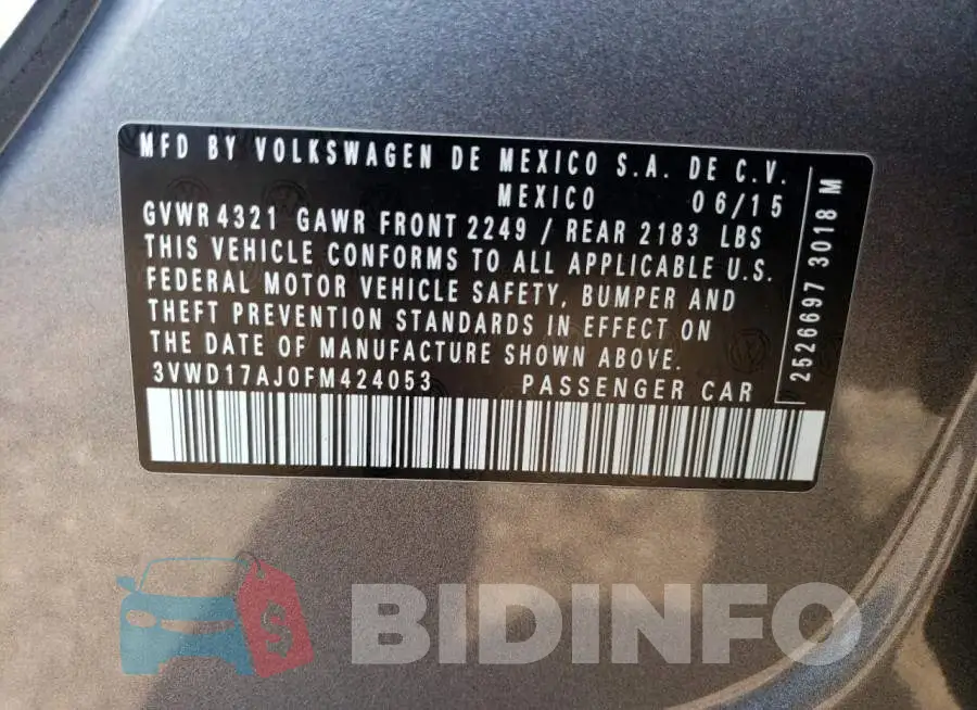 3VWD17AJ0FM424053 Photo# 12
