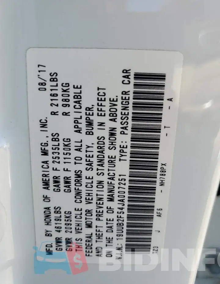 19UUB2F54JA007251 Photo# 12