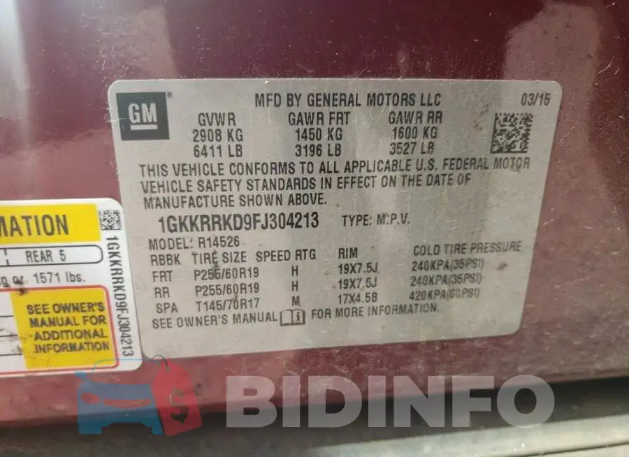 1GKKRRKD9FJ304213 Photo# 13