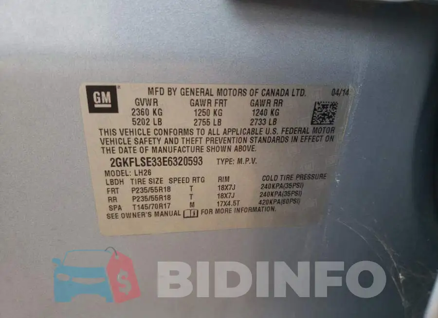 2GKFLSE33E6320593 Photo# 12