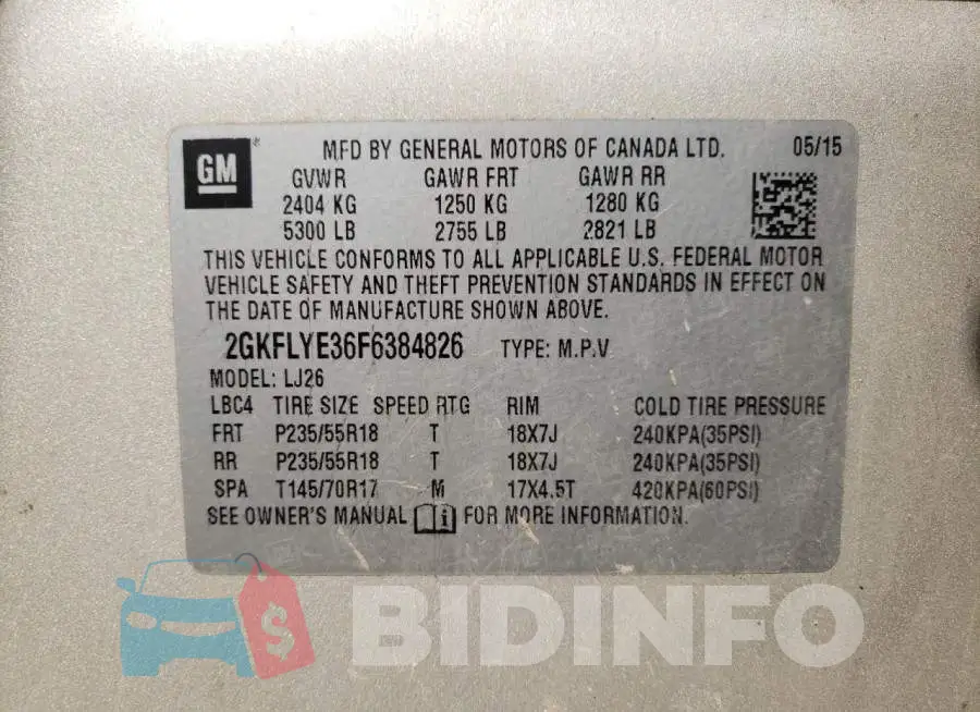 2GKFLYE36F6384826 Photo# 13