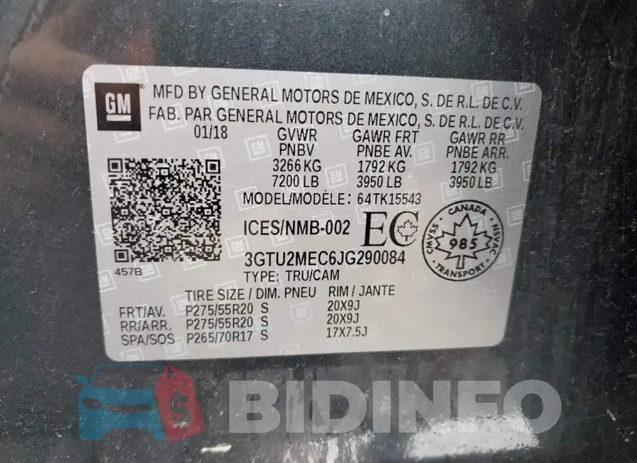 3GTU2MEC6JG290084 Photo# 12