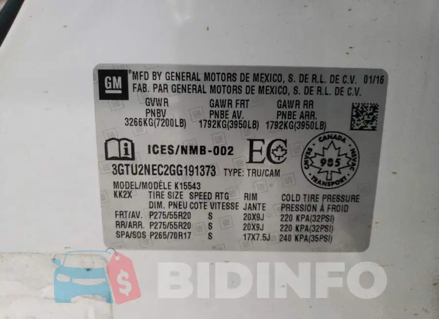 3GTU2NEC2GG191373 Photo# 12