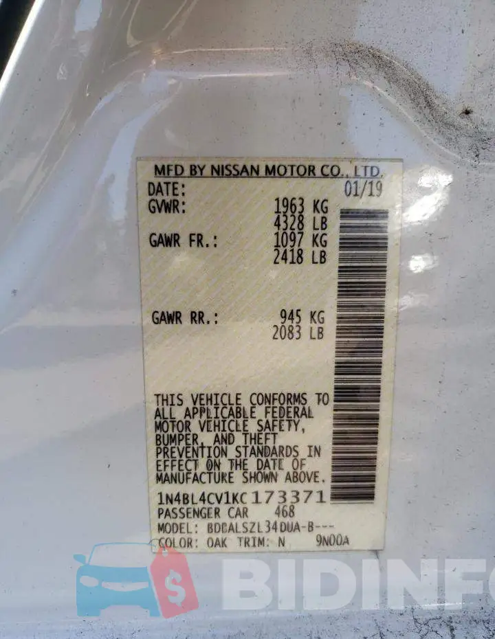 1N4BL4CV1KC173371 Photo# 12