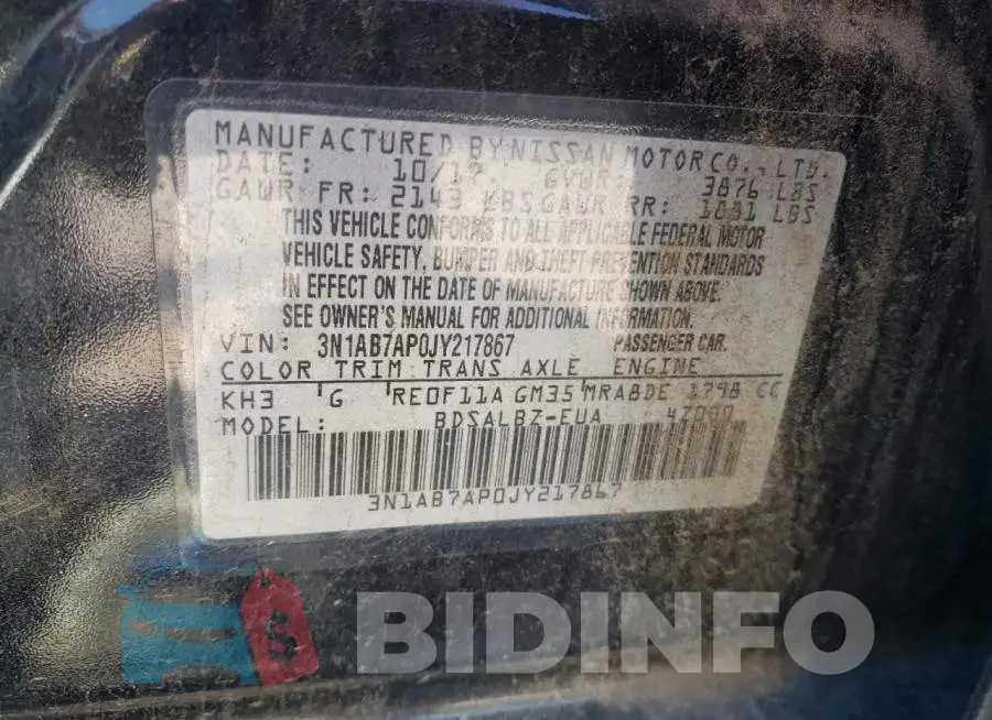 3N1AB7AP0JY217867 Photo# 12