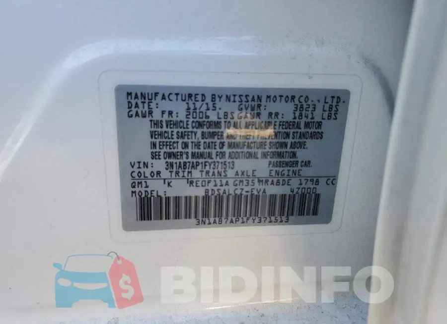 3N1AB7AP1FY371513 Photo# 13
