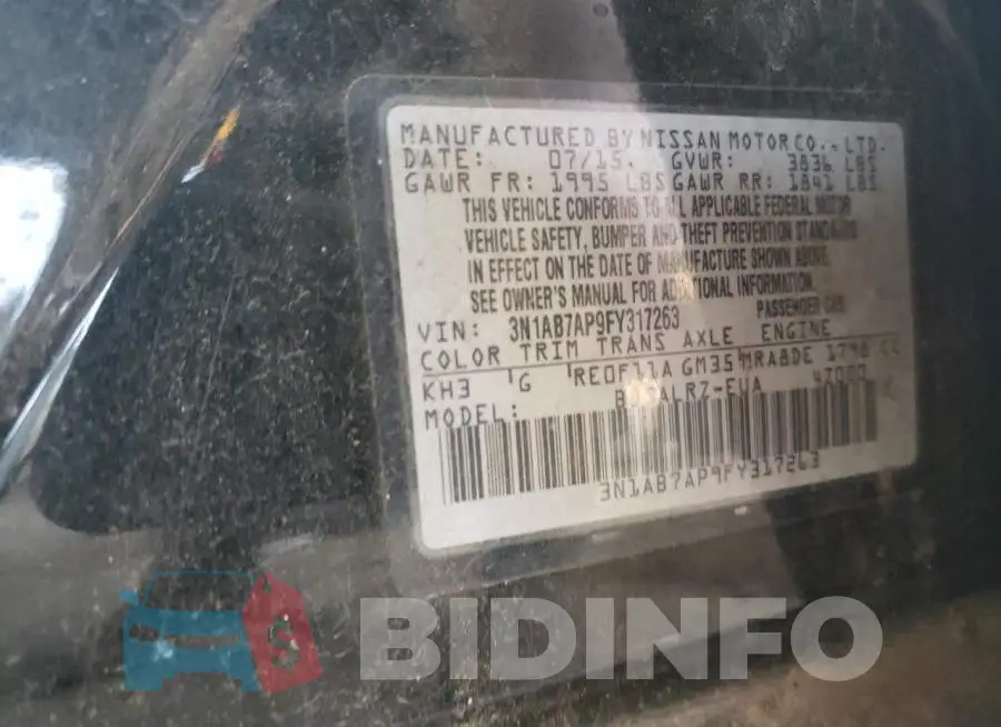 3N1AB7AP9FY317263 Photo# 12