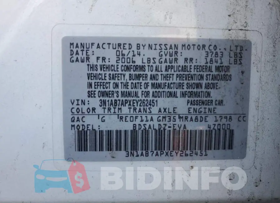 3N1AB7APXEY262451 Photo# 12