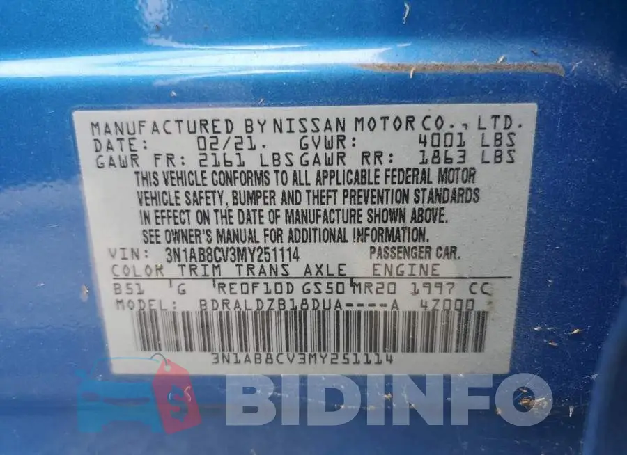 3N1AB8CV3MY251114 Photo# 13