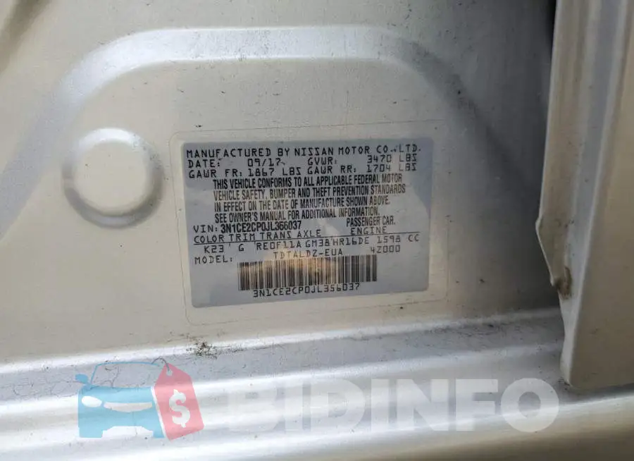3N1CE2CP0JL356037 Photo# 12