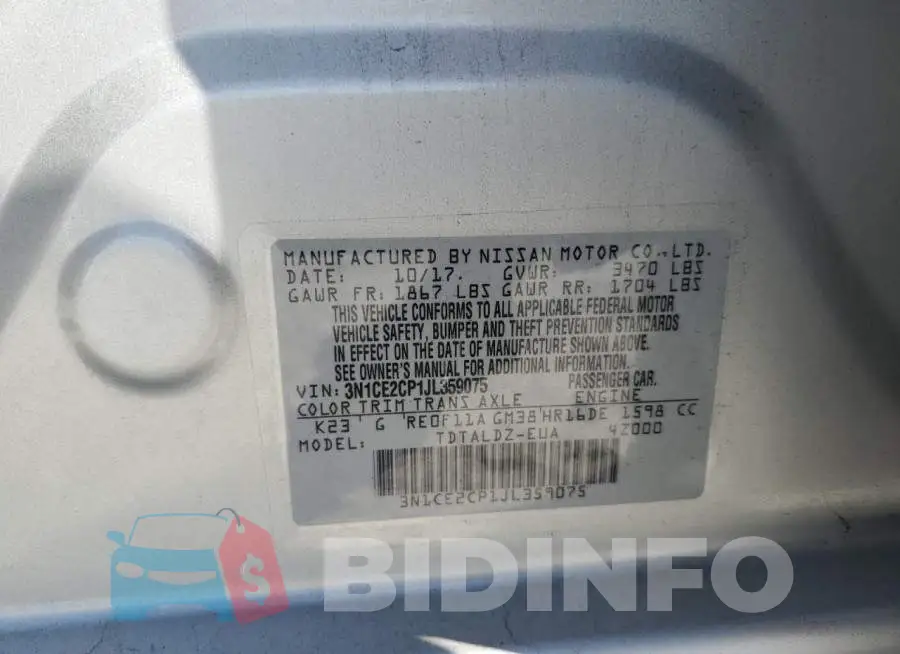 3N1CE2CP1JL359075 Photo# 12
