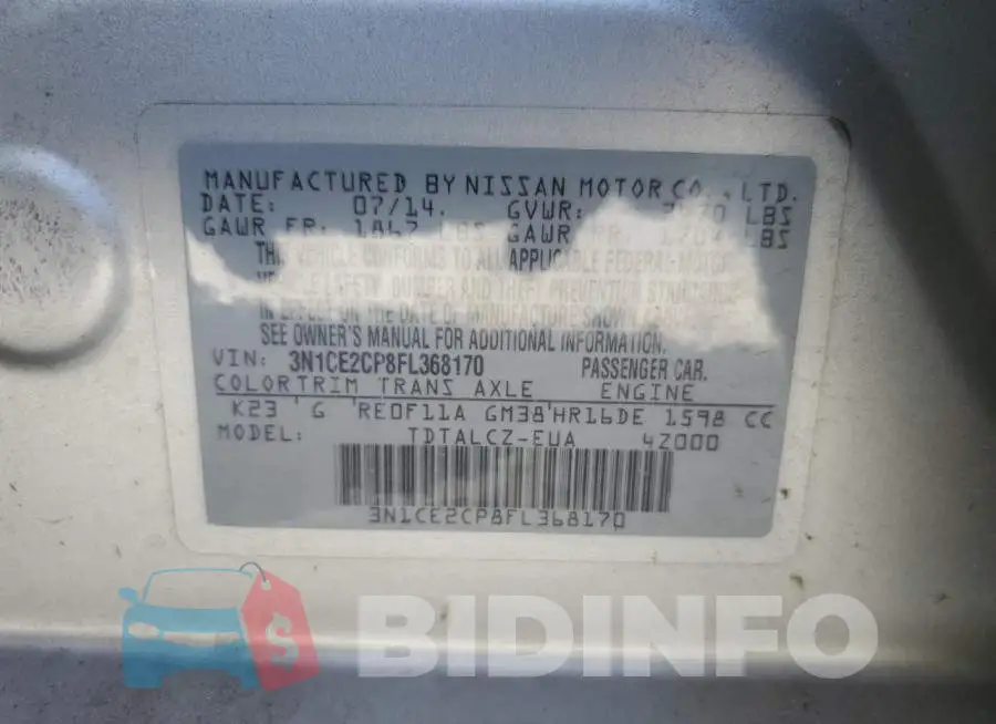 3N1CE2CP8FL368170 Photo# 12
