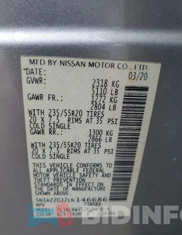 5N1AZ2CJ2LN146686 Photo# 12