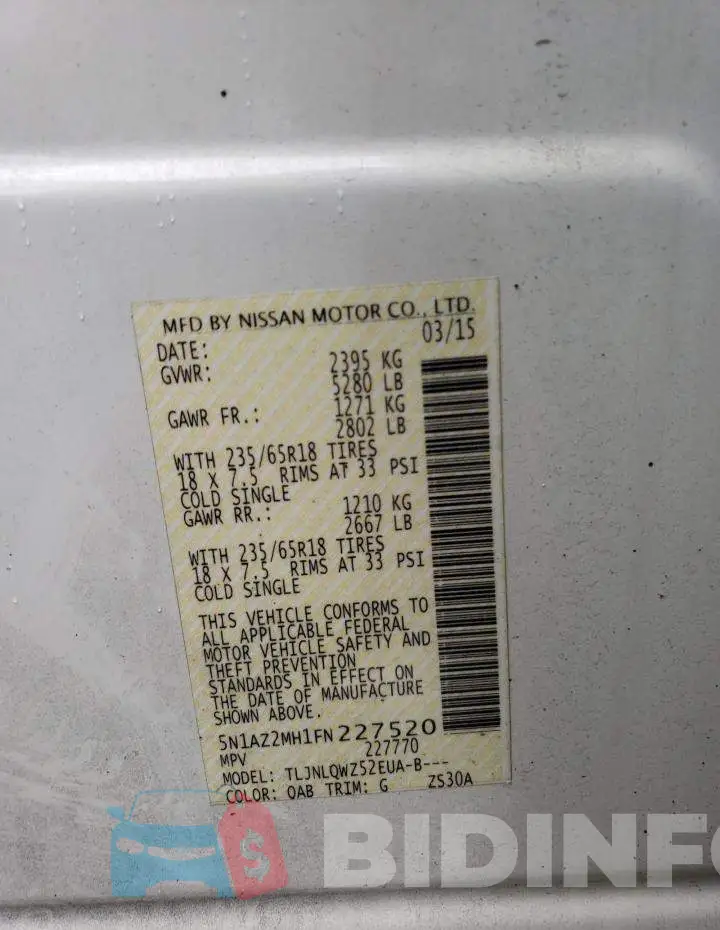 5N1AZ2MH1FN227520 Photo# 13
