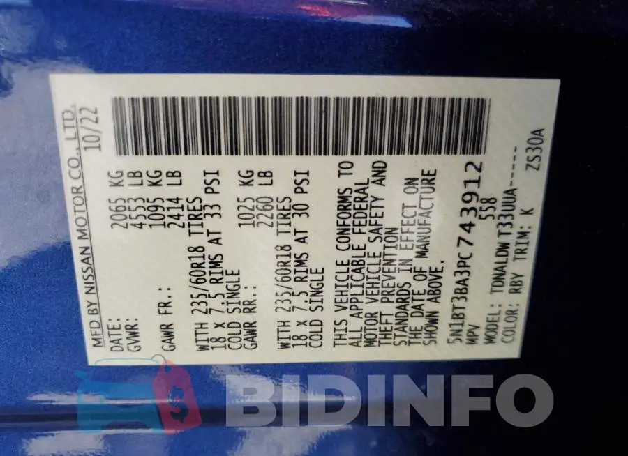 5N1BT3BA3PC743912 Photo# 14