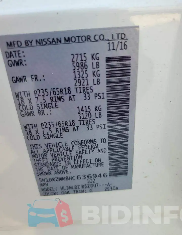 5N1DR2MM8HC636946 Photo# 13