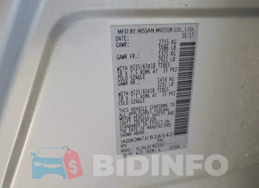 5N1DR2MN7JC616542 Photo# 12