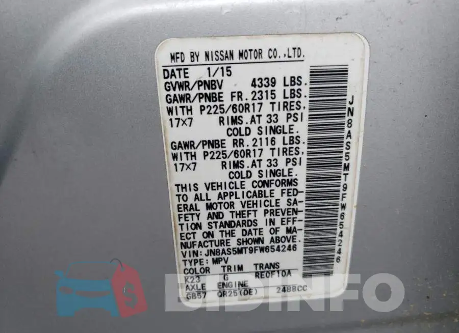 JN8AS5MT9FW654246 Photo# 12