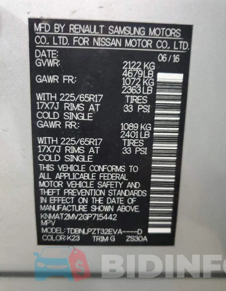 KNMAT2MV2GP715442 Photo# 12