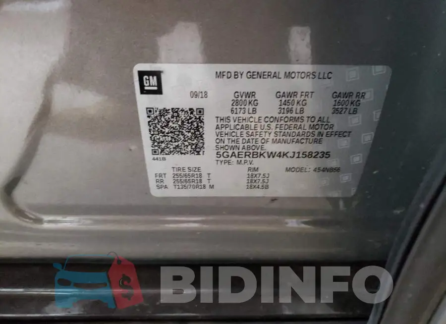 5GAERBKW4KJ158235 Photo# 14