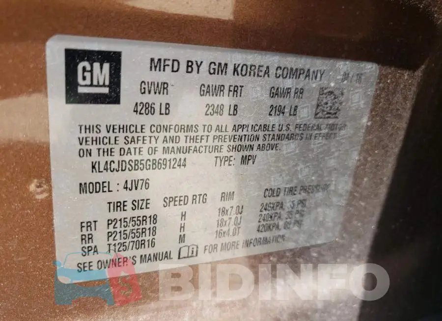 KL4CJDSB5GB691244 Photo# 14