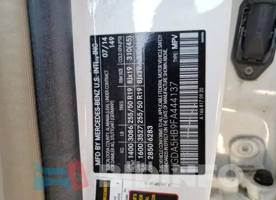 4JGDA5HB9FA444137 Photo# 14