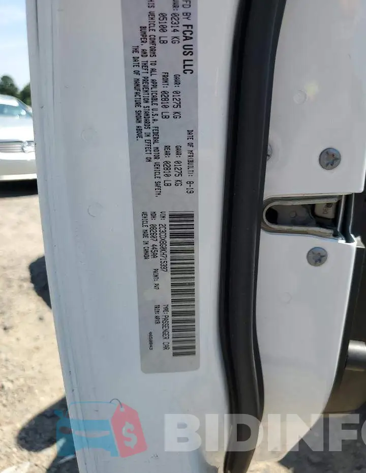 2C3CDXBG0KH715397 Photo# 12