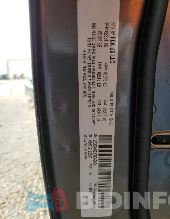2C3CDXBG3FH848094 Photo# 13