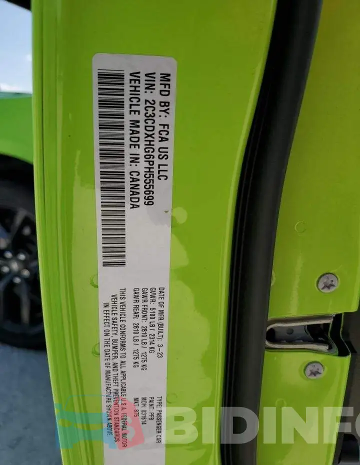 2C3CDXHG6PH555699 Photo# 12