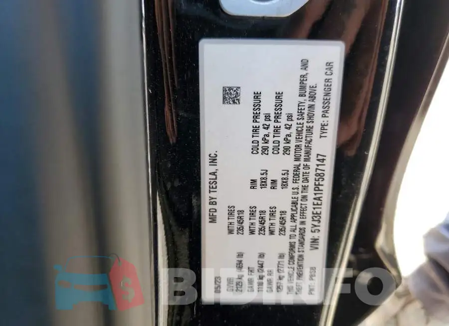 5YJ3E1EA1PF587147 Photo# 12