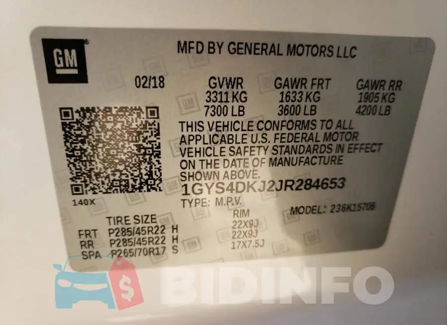 1GYS4DKJ2JR284653 Photo# 13