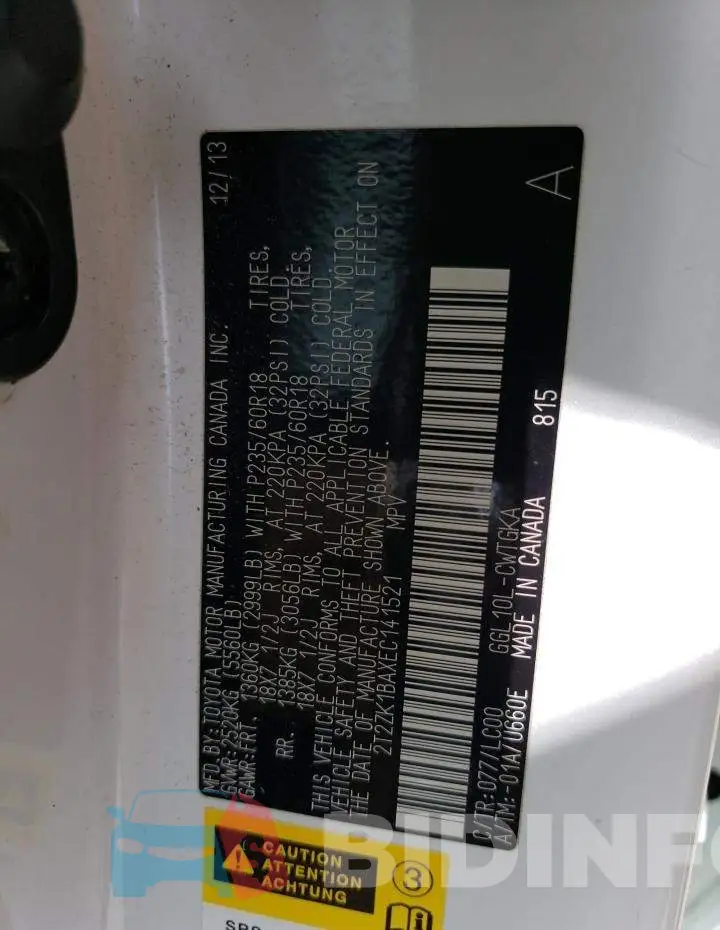 2T2ZK1BAXEC141521 Photo# 13