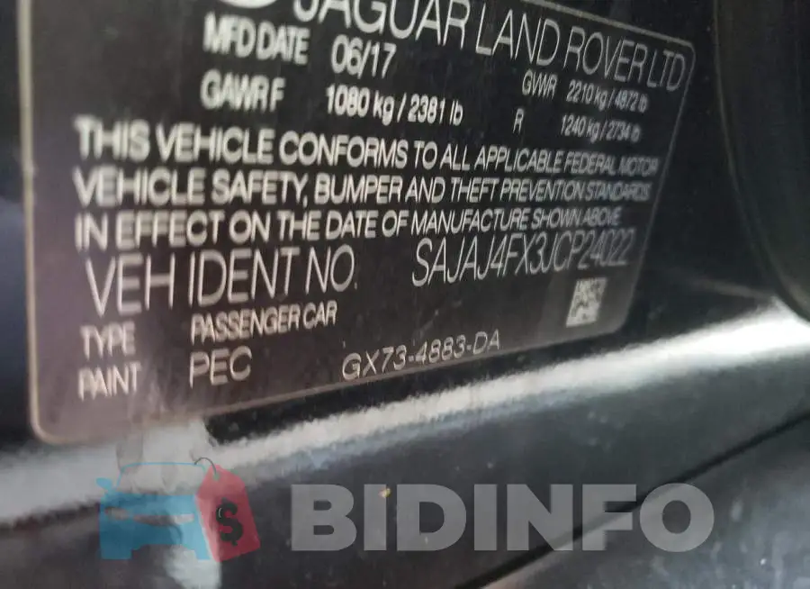 SAJAJ4FX3JCP24022 Photo# 13