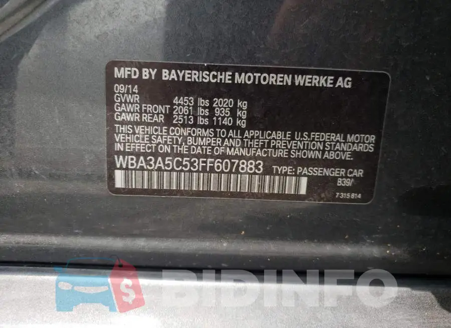 WBA3A5C53FF607883 Photo# 12