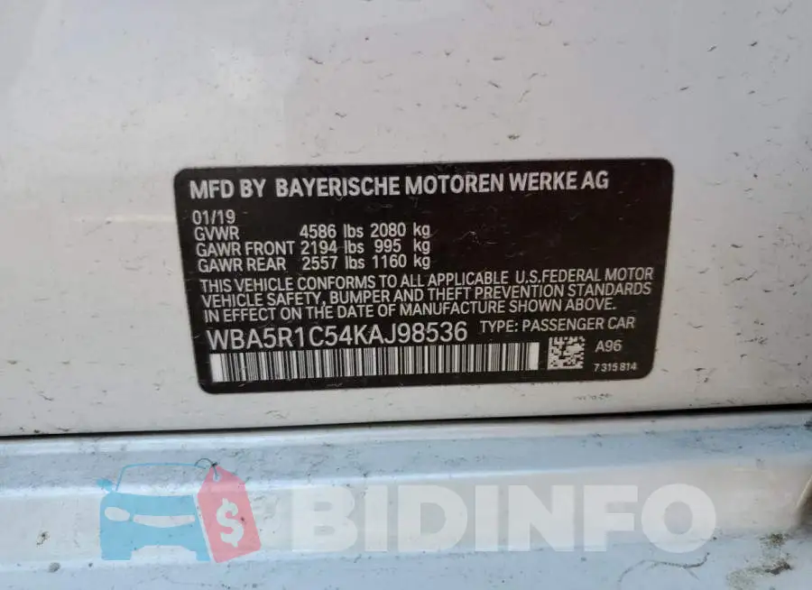 WBA5R1C54KAJ98536 Photo# 12