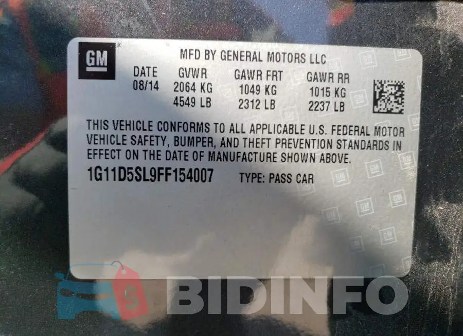 1G11D5SL9FF154007 Photo# 12