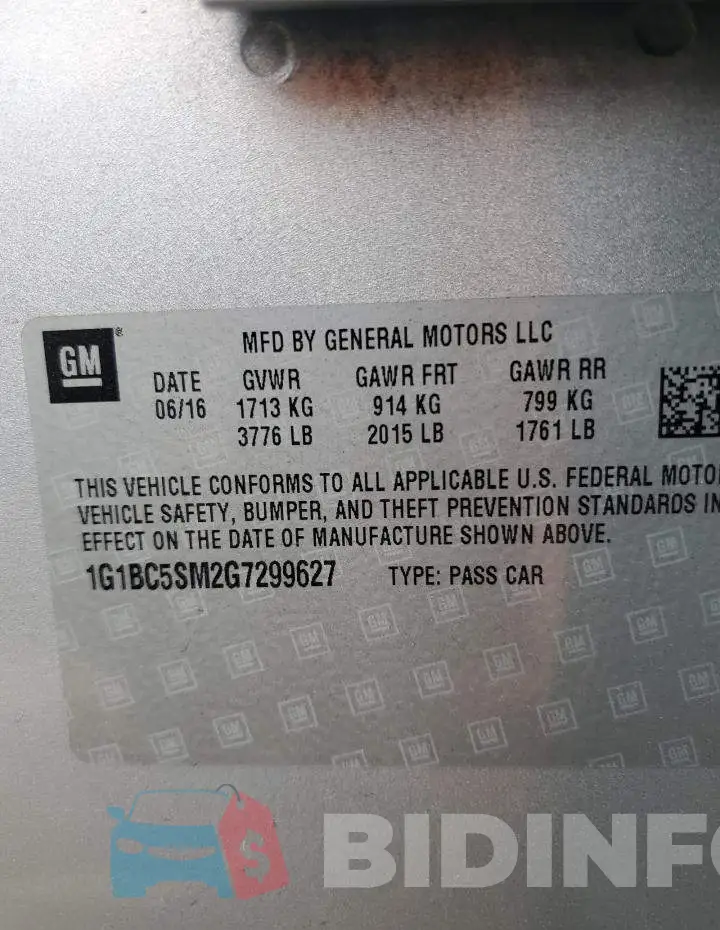1G1BC5SM2G7299627 Photo# 12