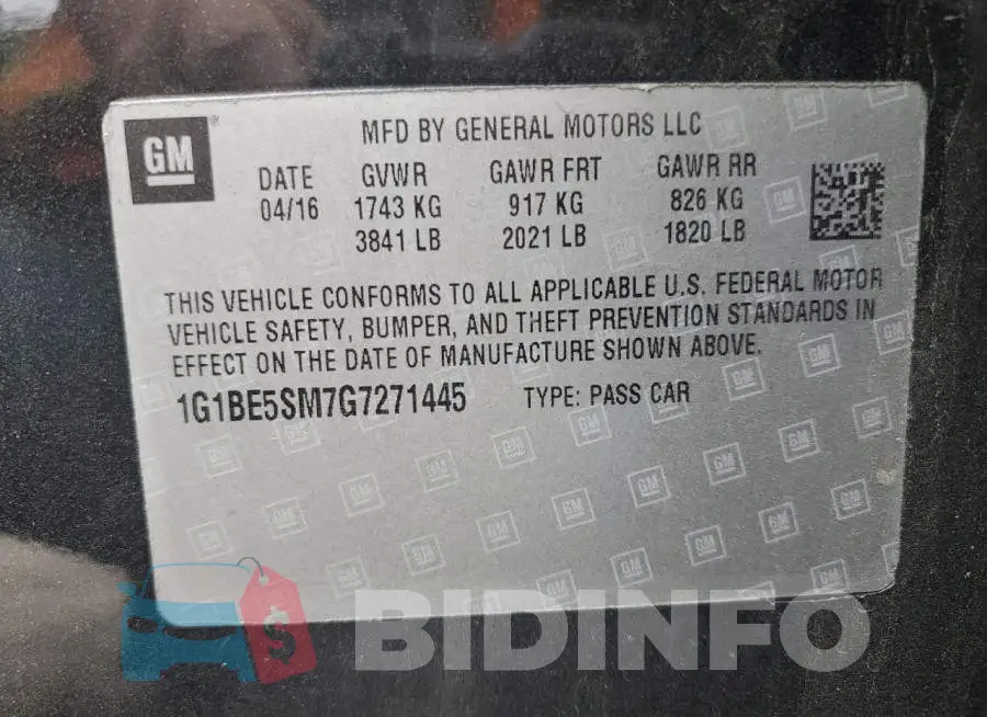 1G1BE5SM7G7271445 Photo# 12