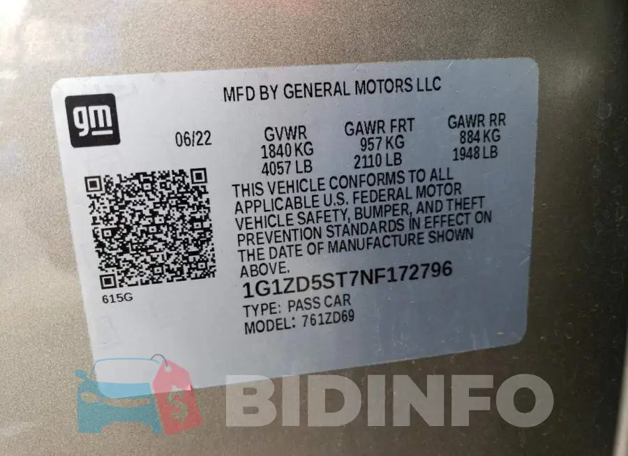 1G1ZD5ST7NF172796 Photo# 13