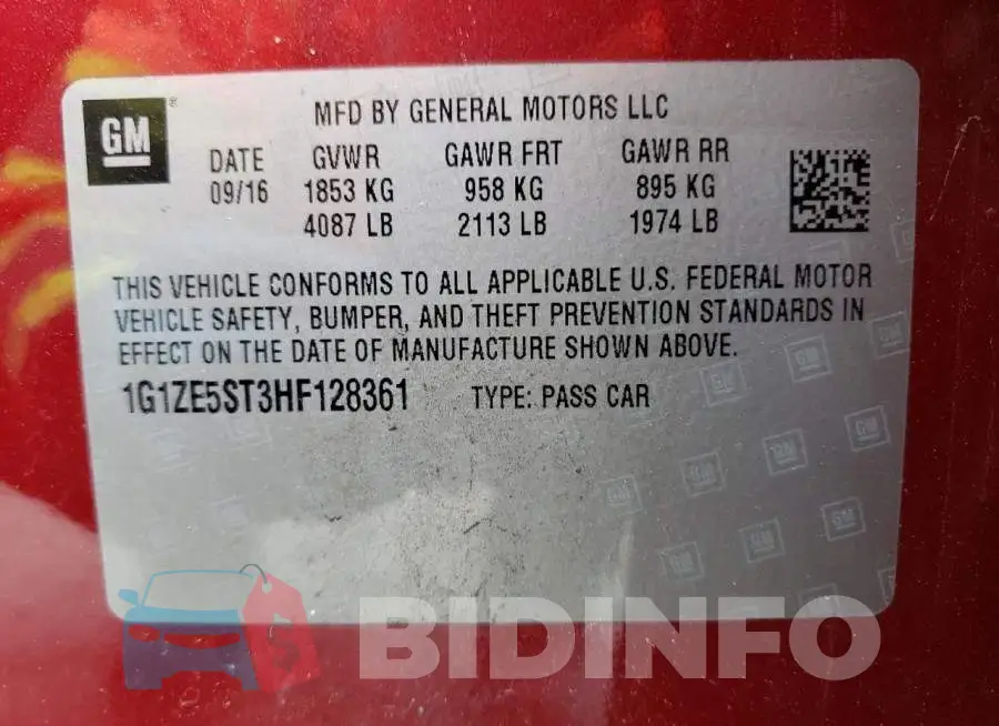 1G1ZE5ST3HF128361 Photo# 12